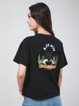เสื้อยืดแขนสั้นผู้หญิง คอลเลคชั่น 101 OVERSIZE FIT สีดำ