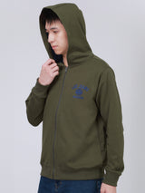 เสื้อฮู้ดดี้มีซิปผู้ชาย COMFORT FIT สีเขียว