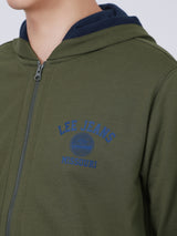 เสื้อฮู้ดดี้มีซิปผู้ชาย COMFORT FIT สีเขียว