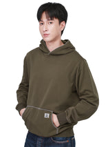 LOOSE FIT 101 COLLECTION MEN'S HOODED SWEATSHIRT OLIVE GREEN