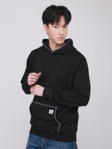 เสื้อสเวตเชิ้ตมีฮู้ดแบบสวมผู้ชาย คอลเลคชั่น 101 LOOSE FIT สีดำ