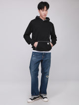 เสื้อสเวตเชิ้ตมีฮู้ดแบบสวมผู้ชาย คอลเลคชั่น 101 LOOSE FIT สีดำ