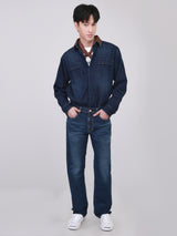 เสื้อเชิ้ตยีนส์แขนยาวผู้ชาย ทรงตรง สียีนส์เข้ม