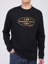 REGULAR FIT MEN'S LONG SLEEVE T-SHIRT BLACK