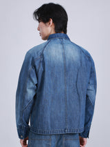 COMFORT FIT ON THE GO COLLECTION MEN'S DENIM JACKET MID INDIGO