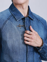 COMFORT FIT ON THE GO COLLECTION MEN'S DENIM JACKET MID INDIGO