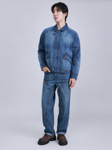 COMFORT FIT ON THE GO COLLECTION MEN'S DENIM JACKET MID INDIGO