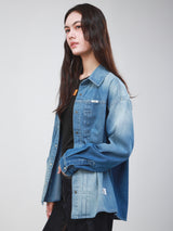 OVERSIZE FIT 101 COLLECTION WOMEN'S LONG SLEEVE SHIRT MID INDIGO