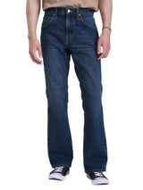 กางเกงยีนส์ผู้ชาย BOOTCUT FIT เอวสูง ทรงตรง-ขาม้า สียีนส์เข้ม
