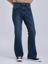 กางเกงยีนส์ผู้ชาย BOOTCUT FIT เอวสูง ทรงตรง-ขาม้า สียีนส์เข้ม