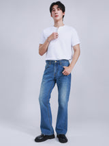 กางเกงยีนส์ผู้ชาย BOOTCUT FIT เอวสูง ทรงตรง-ขาม้า สียีนส์กลาง