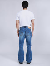 กางเกงยีนส์ผู้ชาย BOOTCUT FIT เอวสูง ทรงตรง-ขาม้า สียีนส์กลาง
