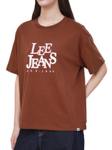เสื้อยืดแขนสั้นผู้หญิง OVERSIZE FIT สีน้ำตาล