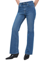 กางเกงยีนส์ผู้หญิง BOOTCUT FIT เอวสูง ทรงตรง-ขาม้า สียีนส์อ่อน