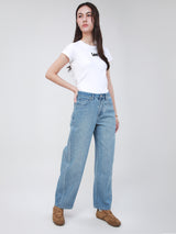BALLOON BARREL FIT HIGH RISE WIDE LEG WOMEN'S JEANS LIGHT INDIGO
