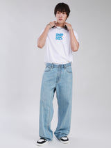 กางเกงยีนส์ผู้ชาย คอลเลคชั่น NEW MARKET WIDE LEG FIT เอวสูง ทรงขากว้าง สียีนส์อ่อน