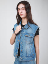 เสื้อกั๊กผู้หญิง คอลเลคชั่น 101 ทรงตรง สียีนส์อ่อน
