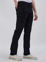 กางเกงยีนส์ผู้ชาย SLIM FIT เอวกลาง ทรงตรง สีดำ