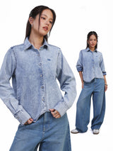 REGULAR FIT ON THE GO COLLECTION WOMEN'S LONG SLEEVE SHIRT LIGHT INDIGO