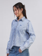 REGULAR FIT ON THE GO COLLECTION WOMEN'S LONG SLEEVE SHIRT LIGHT INDIGO
