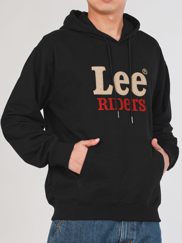 เสื้อฮู้ดดี้แบบสวมผู้ชาย คอลเลคชั่น LEE RIDERS COMFORT FIT สีดำ