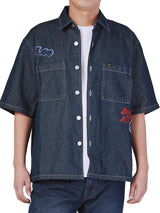 COMFORT FIT BUDDY LEE COLLECTION MEN'S DENIM SHIRT SHORT SLEEVE DARK INDIGO