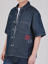 COMFORT FIT BUDDY LEE COLLECTION MEN'S DENIM SHIRT SHORT SLEEVE DARK INDIGO