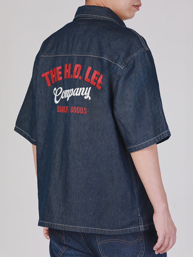 COMFORT FIT BUDDY LEE COLLECTION MEN'S DENIM SHIRT SHORT SLEEVE DARK INDIGO