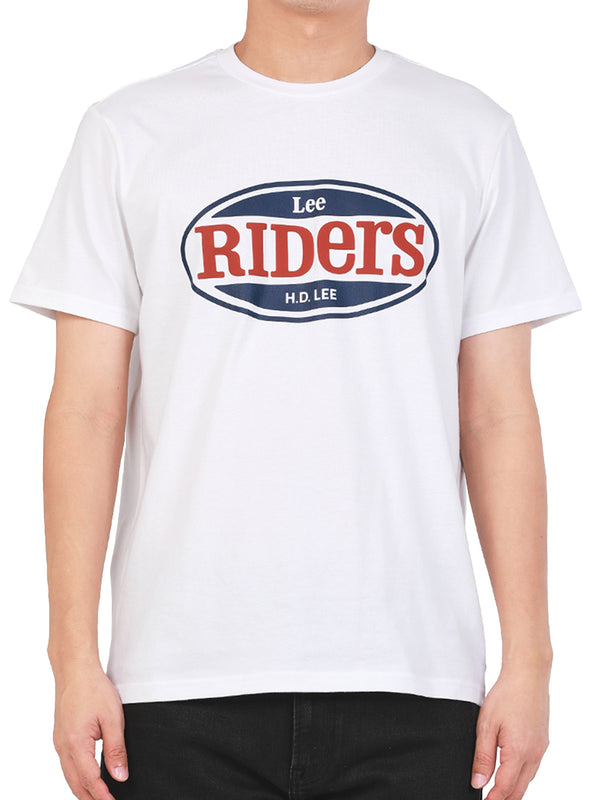 เสื้อยืดแขนสั้นผู้ชาย คอลเลคชั่น LEE RIDERS ทรงตรง สีขาว