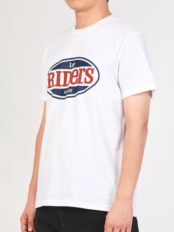 เสื้อยืดแขนสั้นผู้ชาย คอลเลคชั่น LEE RIDERS ทรงตรง สีขาว