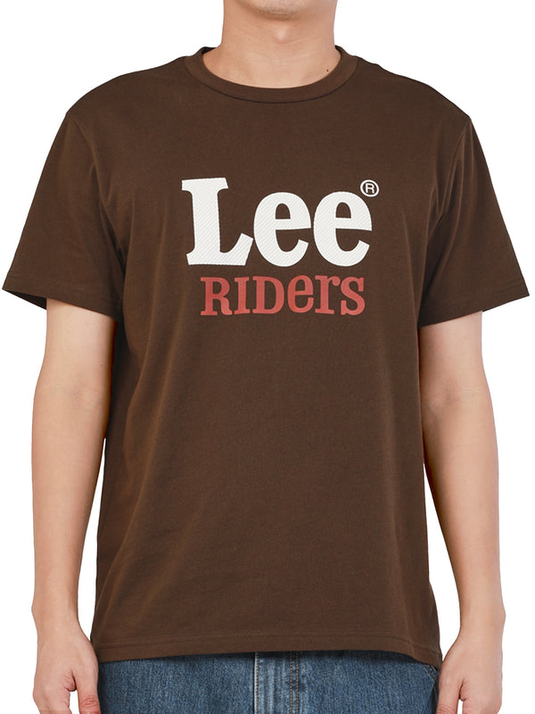 เสื้อยืดแขนสั้นผู้ชาย คอลเลคชั่น LEE RIDERS ทรงตรง สีน้ำตาล