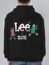 เสื้อฮู้ดดี้แบบสวมผู้ชาย คอลเลคชั่น LEE X MILLIONSMONSTER COMFORT FIT สีดำ