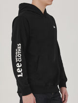 เสื้อฮู้ดดี้แบบสวมผู้ชาย ทรงตรง สีดำ