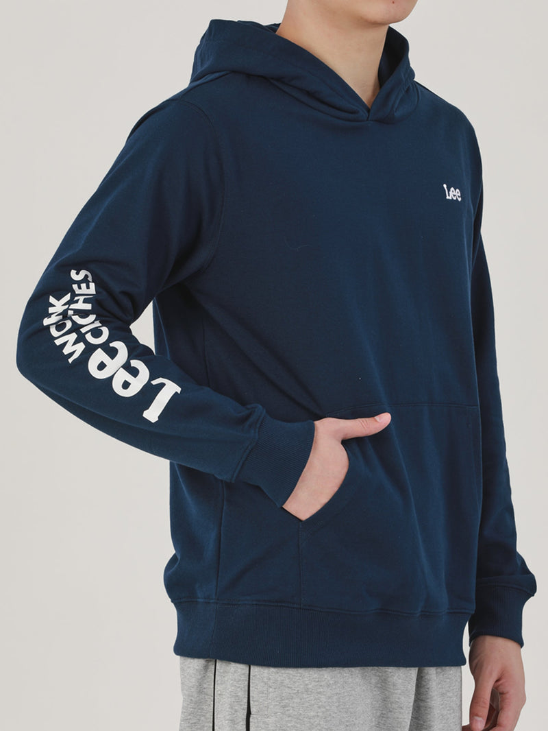 REGULAR FIT MEN'S PULLOVER HOODIE DARK BLUE