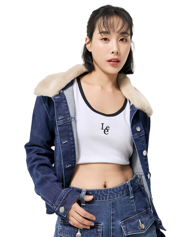 เสื้อแจ็คเก็ตผู้หญิง คอลเลคชั่น LEE PINK ทรงตรง สียีนส์กลาง