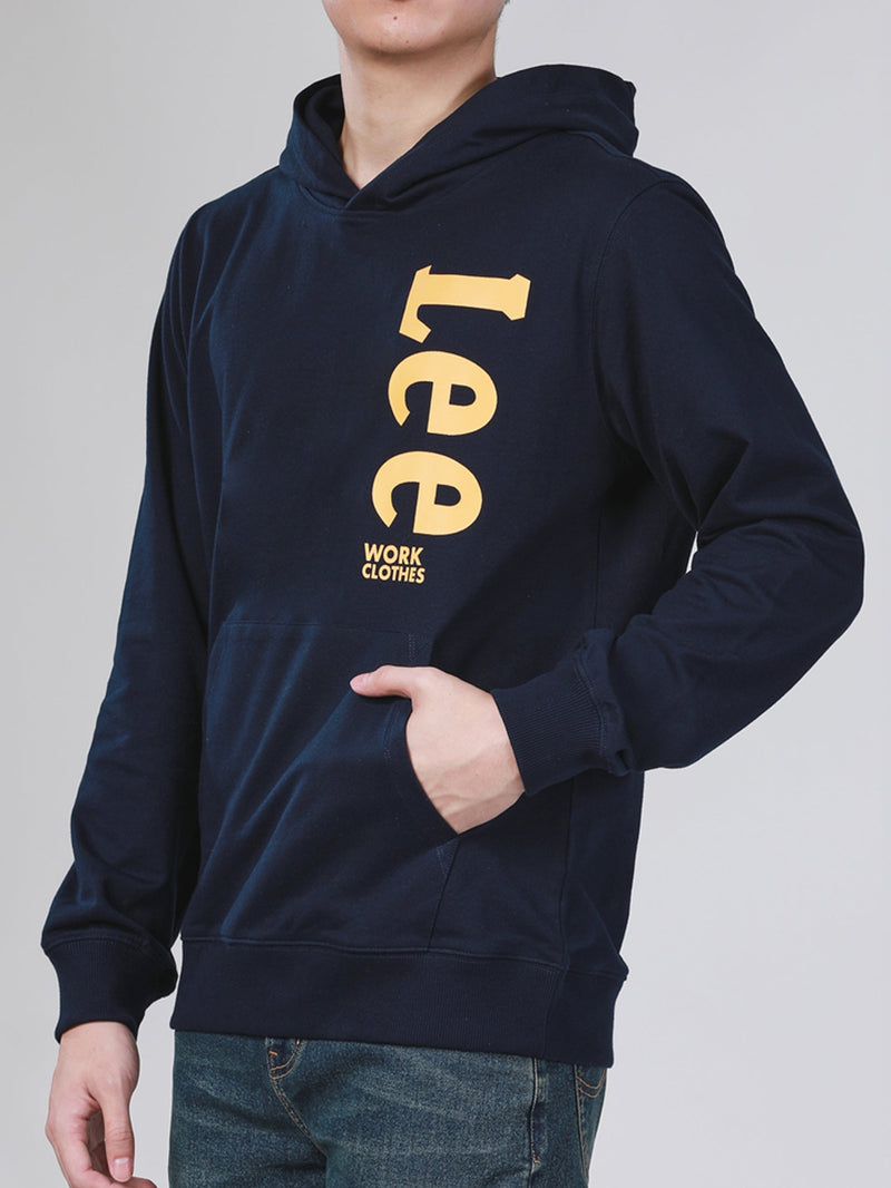 เสื้อฮู้ดดี้แบบสวมผู้ชาย ทรงตรง สีกรมท่า