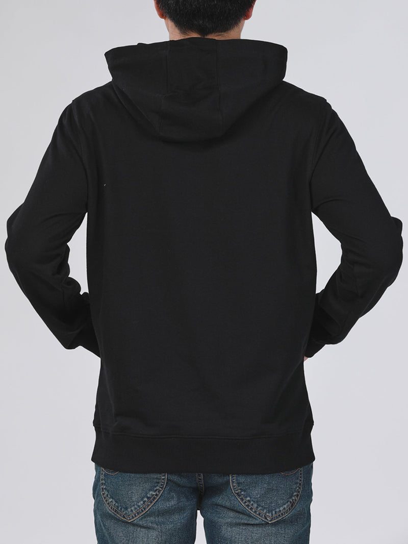 เสื้อฮู้ดดี้แบบสวมผู้ชาย ทรงตรง สีดำ