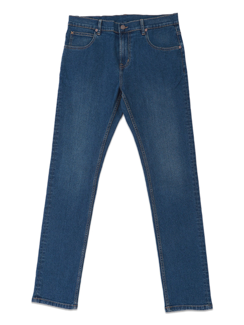 กางเกงยีนส์ผู้ชาย RAMONE FIT เอวต่ำ ทรงเข้ารูป สียีนส์กลาง