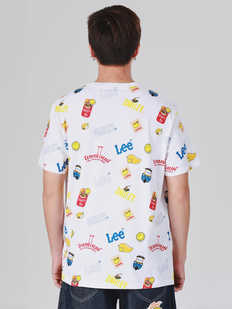 เสื้อยืดแขนสั้นผู้ชาย คอลเลคชั่น LEE SMILEY COMFORT FIT สีขาว