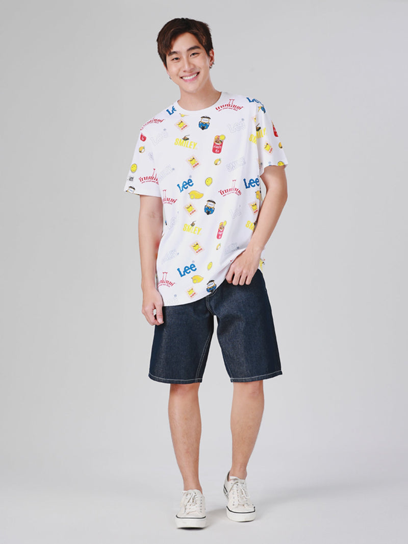 เสื้อยืดแขนสั้นผู้ชาย คอลเลคชั่น LEE SMILEY COMFORT FIT สีขาว
