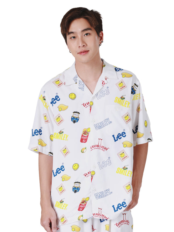 COMFORT FIT LEE SMILEY COLLECTION MEN'S SHIRT SHORT SLEEVE WHITE