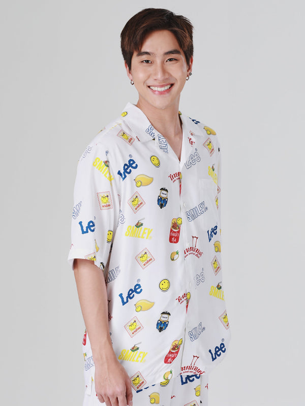 COMFORT FIT LEE SMILEY COLLECTION MEN'S SHIRT SHORT SLEEVE WHITE