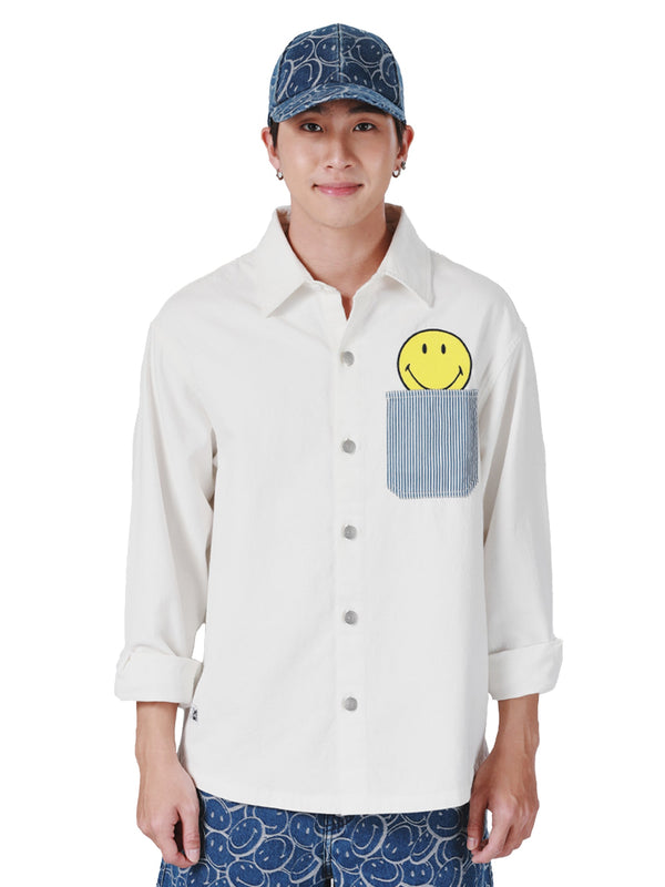COMFORT FIT LEE SMILEY COLLECTION MEN'S SHIRT LONG SLEEVE WHITE