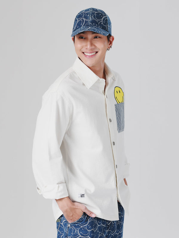 COMFORT FIT LEE SMILEY COLLECTION MEN'S SHIRT LONG SLEEVE WHITE