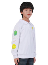 เสื่อโปโลแขนยาวเด็กผู้ชาย คอลเลคชั่น LEE SMILEY ทรงตรง สีขาว