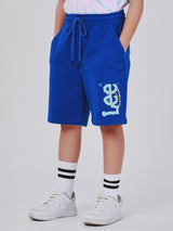 กางเกงขาสั้นเด็กผู้ชาย คอลเลคชั่น LEE SMILEY เอวกลาง ทรงตรง สีฟ้า
