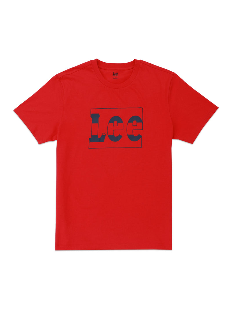 เสื้อยืดแขนสั้นผู้ชาย ทรงตรง สีแดง