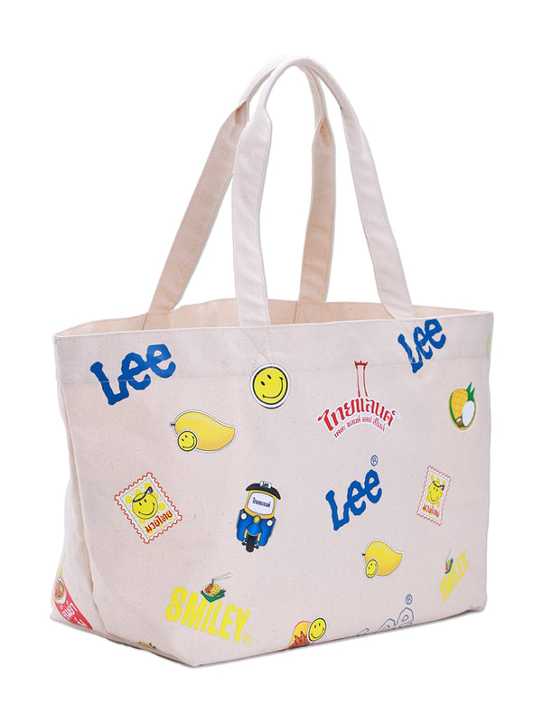 กระเป๋าผู้ชาย / ผู้หญิง คอลเลคชั่น LEE SMILEY สีครีม