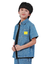 REGULAR FIT LEE SMILEY COLLECTION BOY'S SHIRT SHORT SLEEVE MID INDIGO