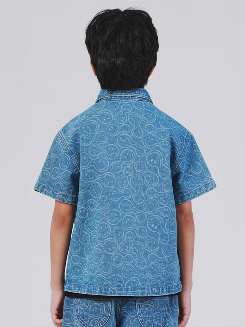 REGULAR FIT LEE SMILEY COLLECTION BOY'S SHIRT SHORT SLEEVE MID INDIGO